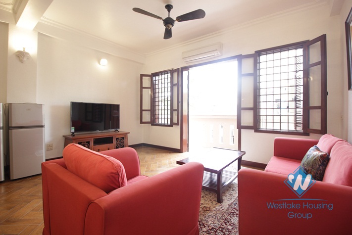 Spacious French style apartment with balcony for rent in Truc Bach, Ba Dinh